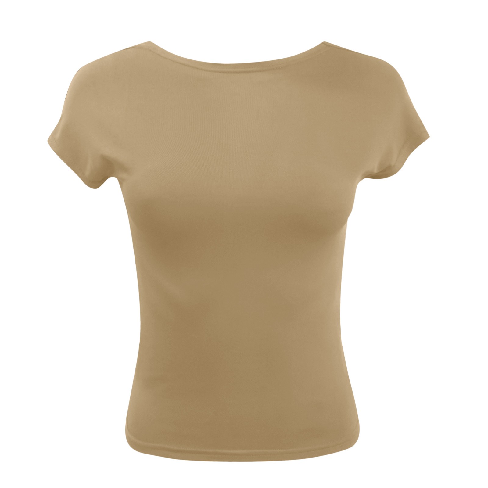 thumbnail image 5 of Top corto sin espalda de manga corta liso para mujer: camiseta sexy informal de verano con cuello redondo y corte recto, 5 of 6